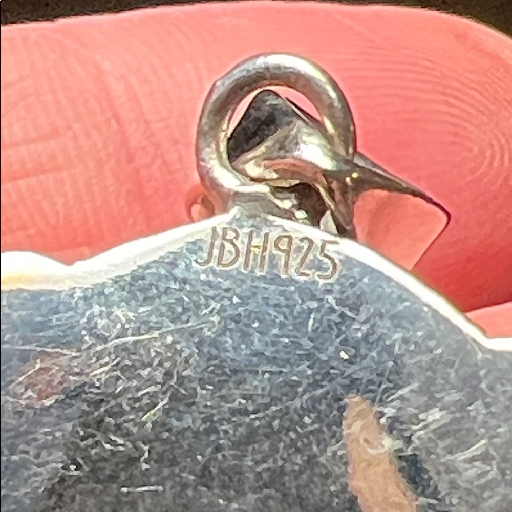Southwestern JBH Signed Sterling Silver Faceted Banded Agate Necklace Pendant - Picture 3 of 6